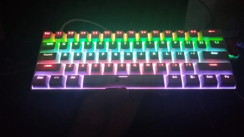 Teclado Mecânico Branco  RGB Switch Azul-1037 - Foto 5