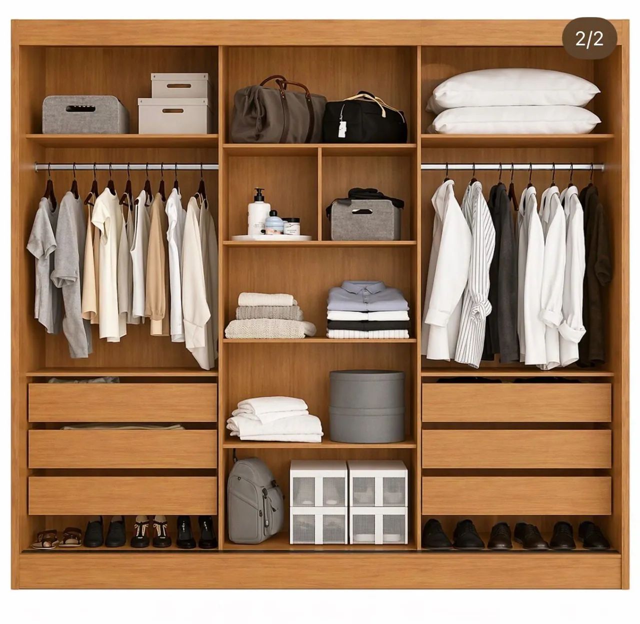 Guarda roupa casal com espelho em MDF - Foto 2