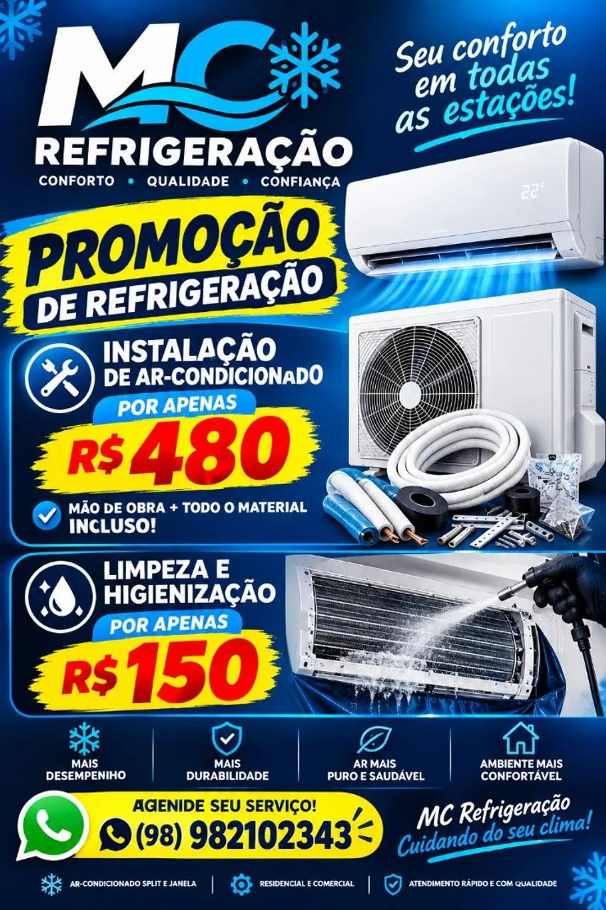 Refrigeração, limpeza, eletrica, 