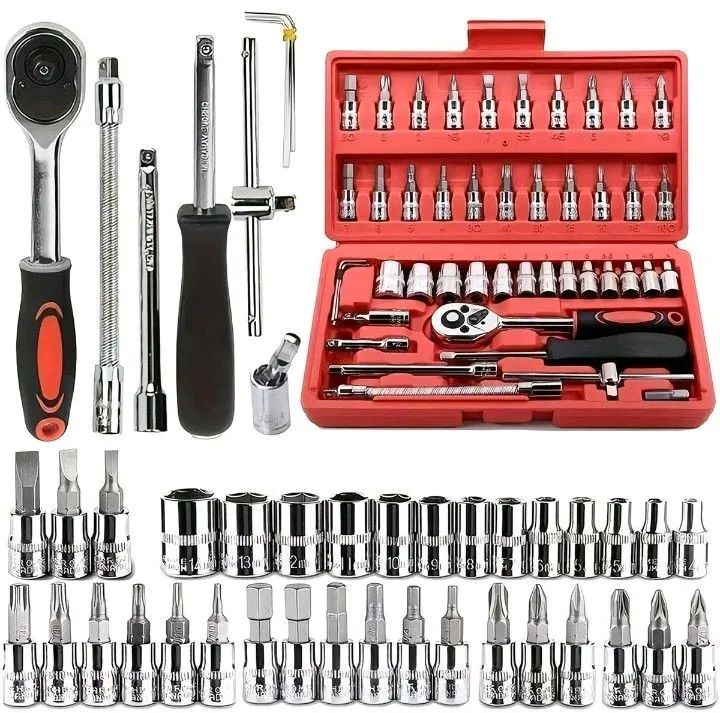 Kit 46 chave catraca jogo de soquetes 