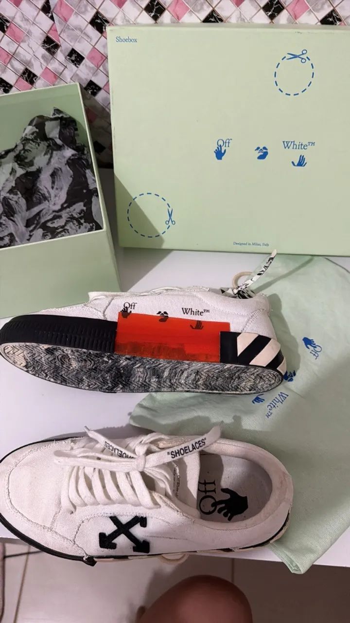 Off-White Vulcanized Low Canvas White Black - Foto 2