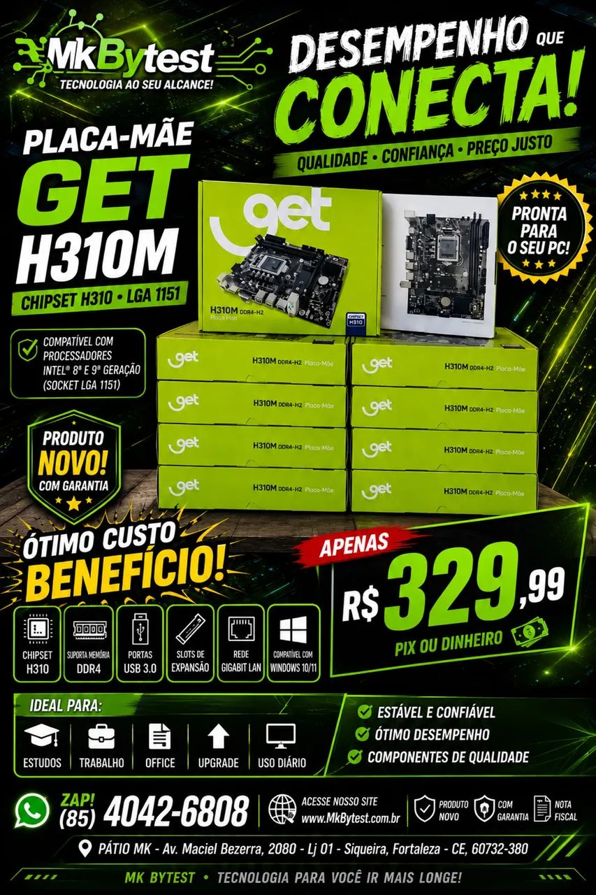 Placa mãe h310 ddr4 8 e 9g