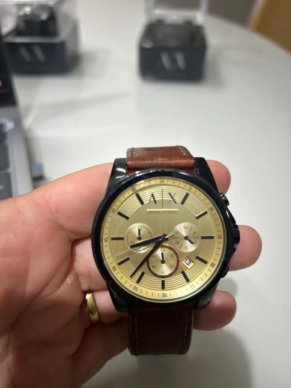Relógio Armani Exchange AX2511 Cronógrafo - Couro Marrom - Foto 2