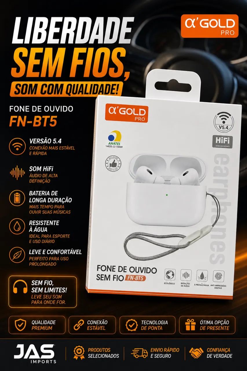 FONE DE OUVIDO FN-BT5 GOlD 