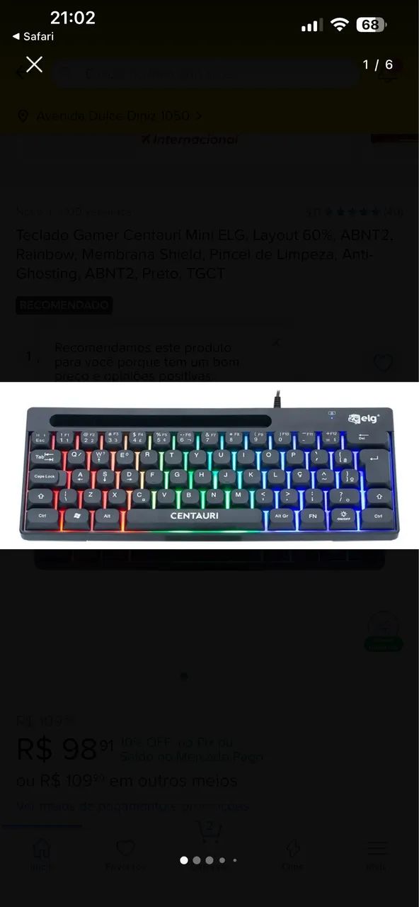 Teclado Gamer Centuri 60%