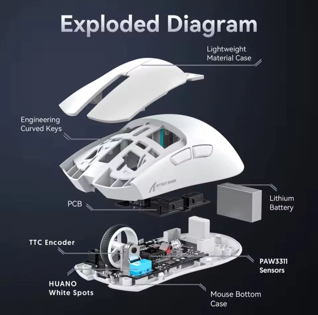 Mouse Gamer Attack Shark X11 - Lacrado - Foto 4