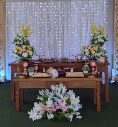 Conjunto Mesa de doces e Armário para Lembrancinhas em Madeira rústica- Desmontável 65060623463554120