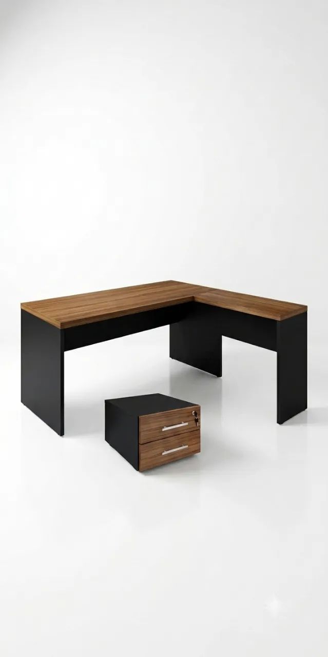 MESA EM L COM GAVETAS 