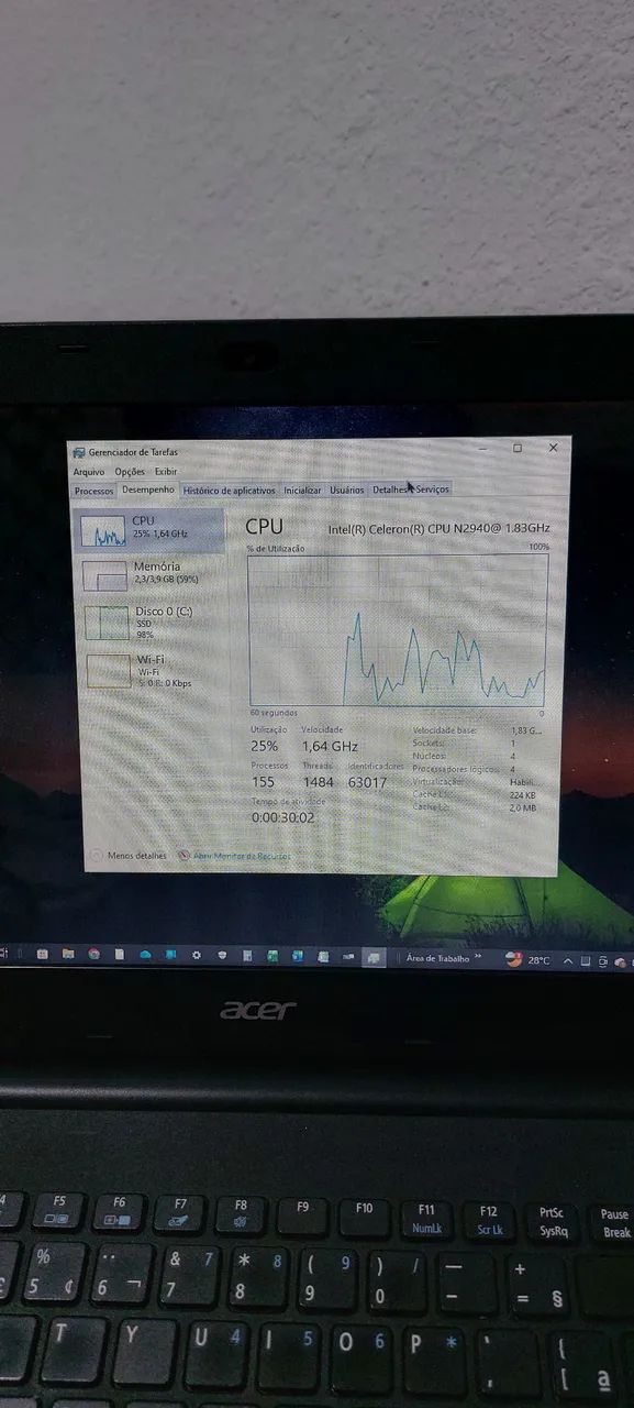 Notebook Acer Quad Core | SSD | Bateria 96% (excelente estado) - Foto 3
