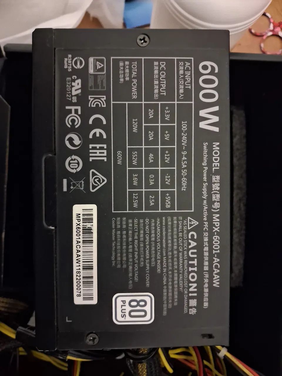 Fonte Master Cooler 600W 80 PLUS - Foto 3