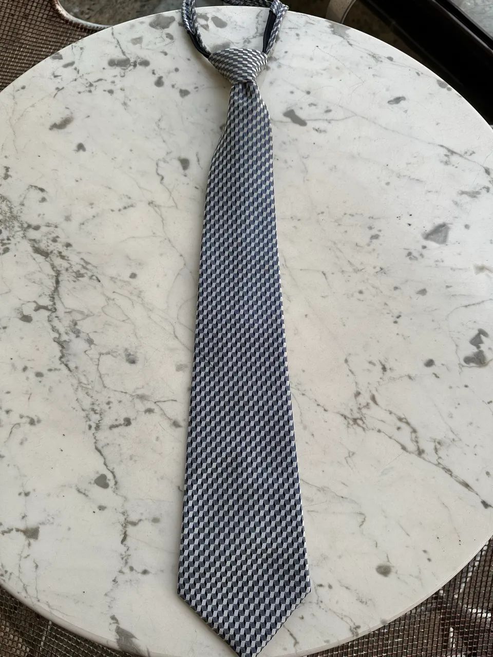Gravata de zíper azul e branco - Foto 4