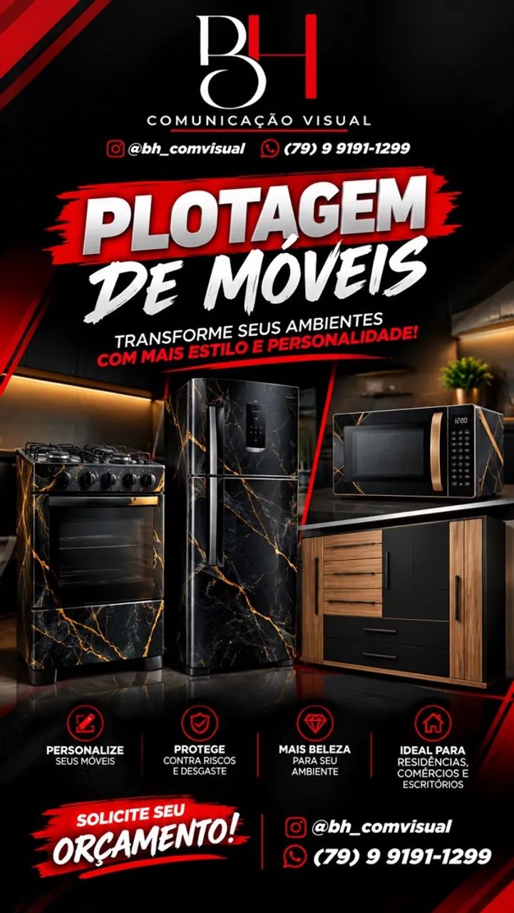 Plotagem e envelopamento de móveis e eletrodomésticos
