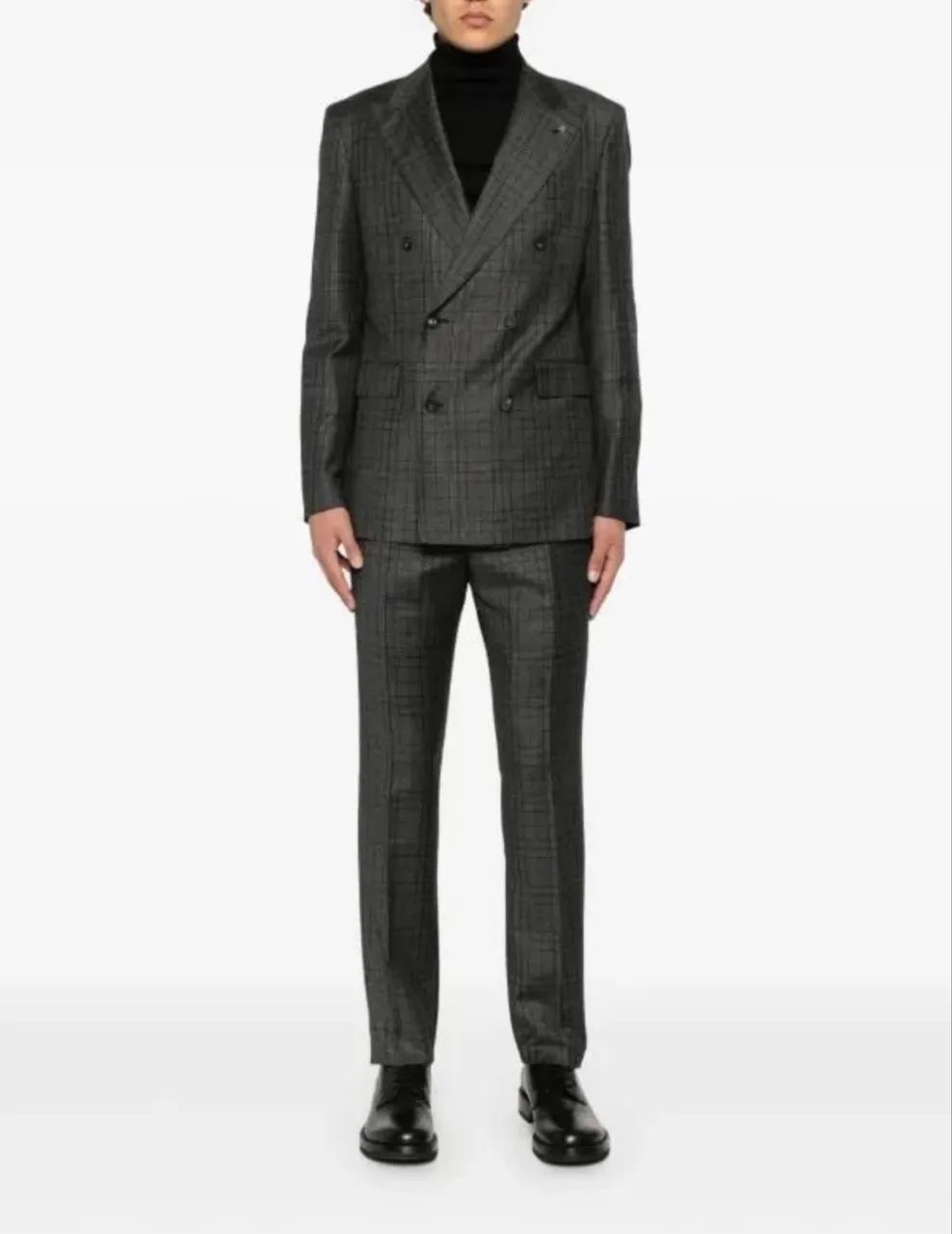 terno costume pierre balmain cinza vintage com abotoamento duplo