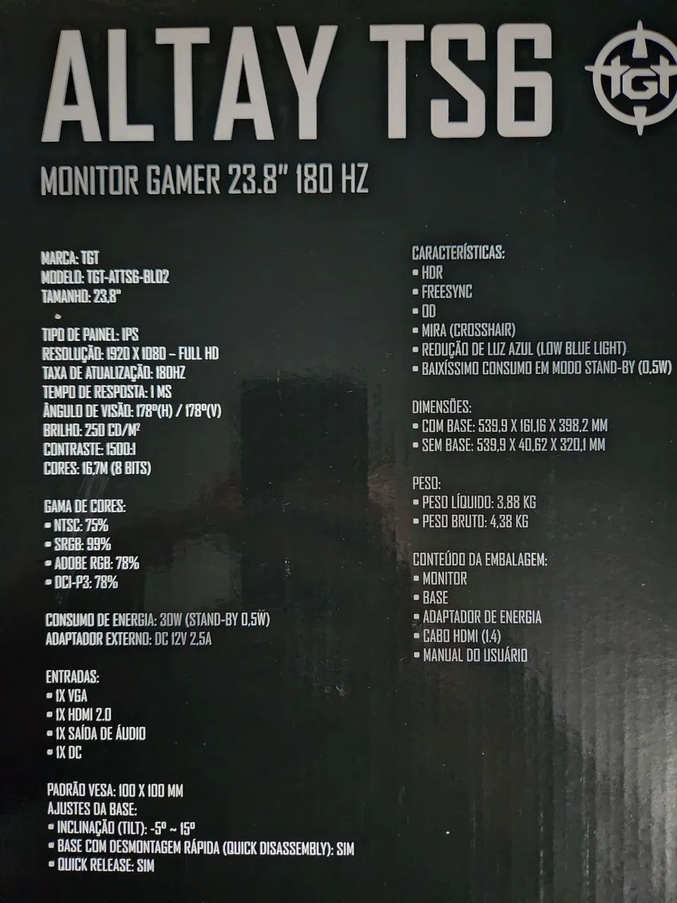 Monitor Tgt 24 Lacrado 180hz  - Foto 2