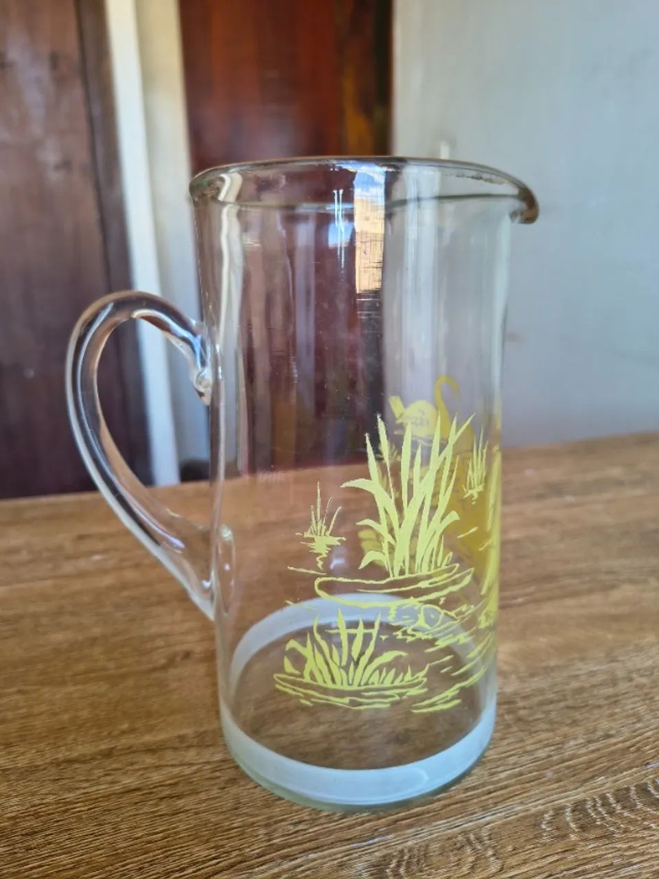 Jarra Libbey (modelo Golden Wheat) pintura amarela ?Cisnes no Lago? (2 litros) - Vintage - Foto 3