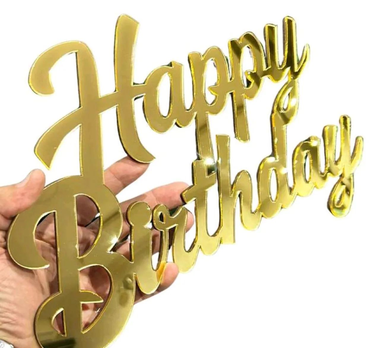 Happy Birthday em acrílico dourado  - Foto 2