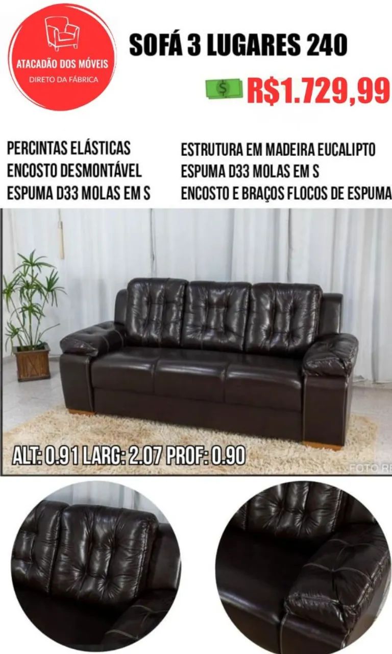 Sofá 3 lugares 240