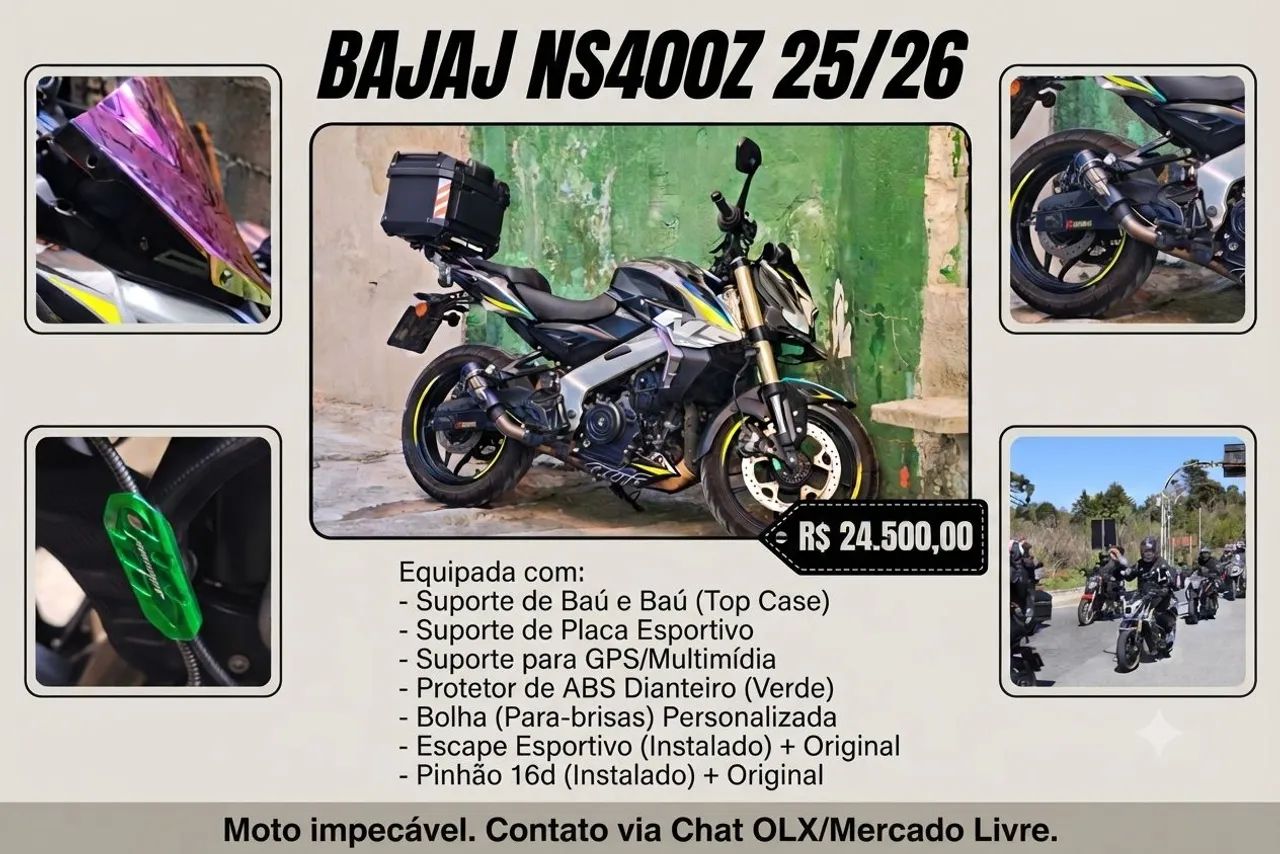 Ns400z com vários acessórios 