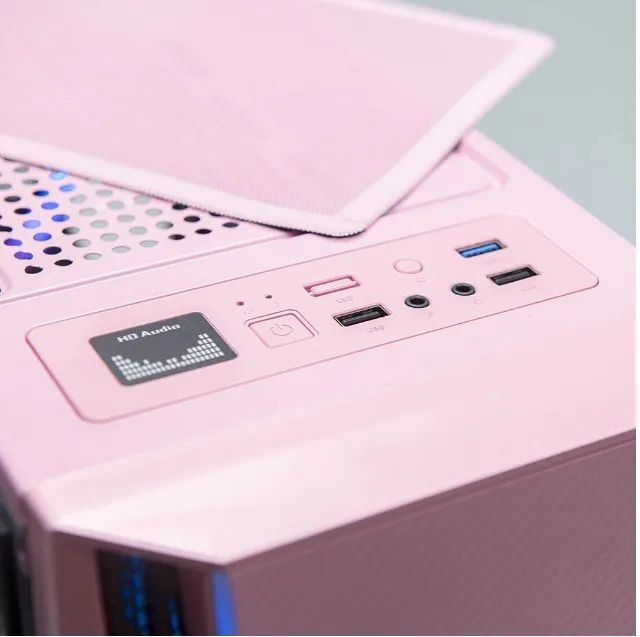 Gabinete Gamer Mymax Lion Rosa RGB Vidro Temperado - Novo