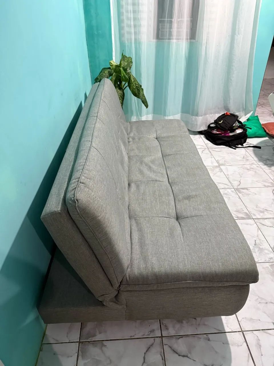 Sofá cama linho cinza perfeito estado - Foto 4
