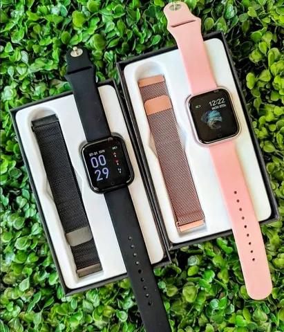 Relógio Smartwatch P70 + Duas Pulseiras E Película - Prata