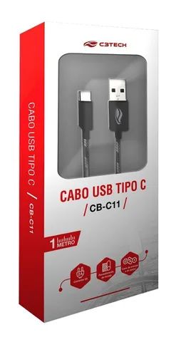 cabo revestido usb tipo c 1 metro 2a c3tech cb-c11gbk - Foto 3
