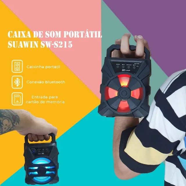 Mini Caixa De Som Portátil Wireless Bluetooth Com Led Festas - Foto 3