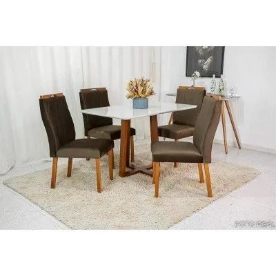 Mesa de Jantar 120×80 4 Cadeiras Lisa Madeira Maciça rf54 - Foto 2