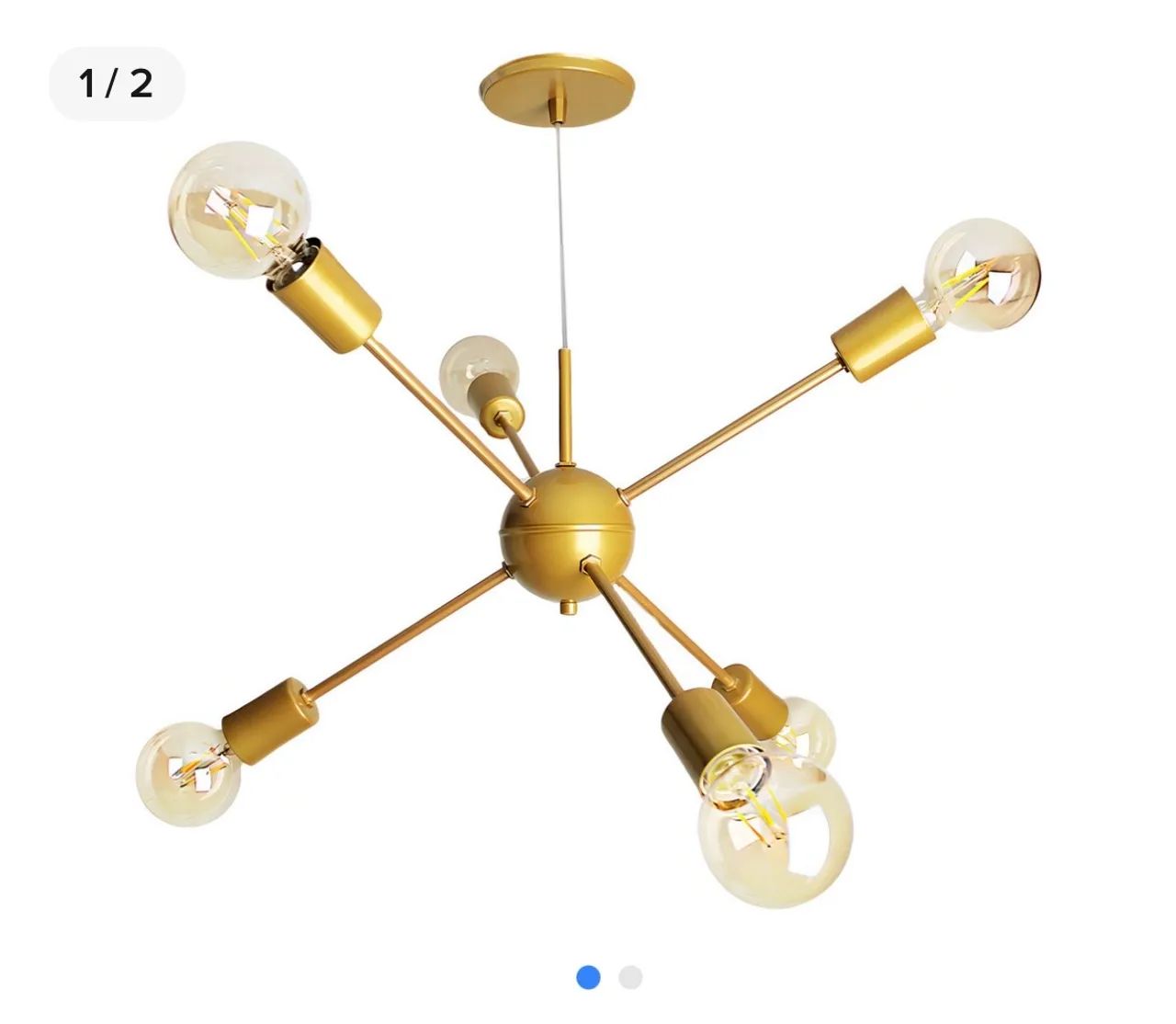 Luminária lustre pendente sputinik átomo para 6 lâmpadas 