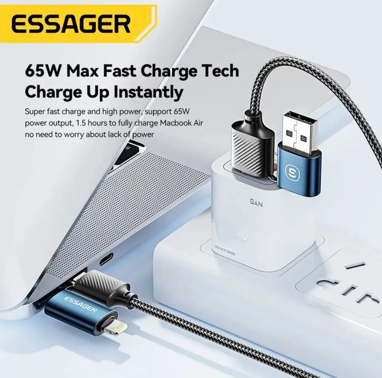 Cabo USB 4 em 1 65W ESSAGER - Foto 3