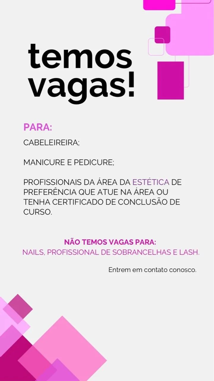 Vaga de emprego salão 