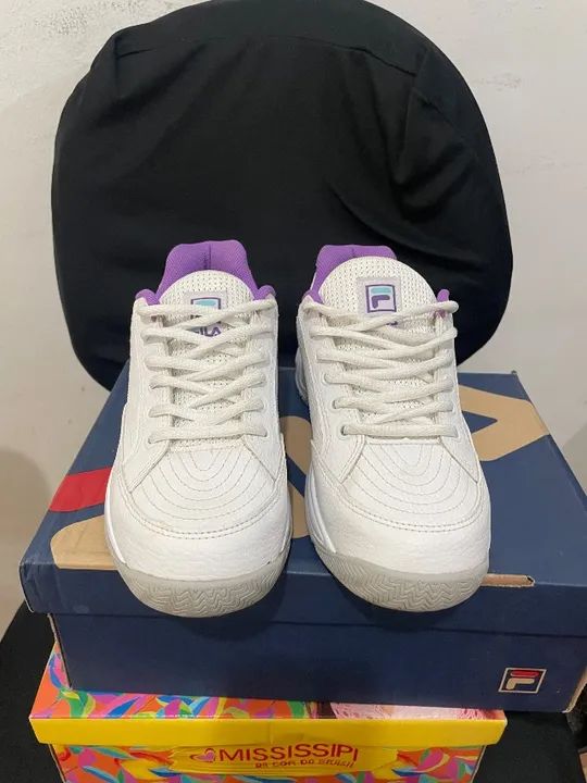 Tênis Fila Grand Prix Feminino branco com lilás 35 - Foto 2