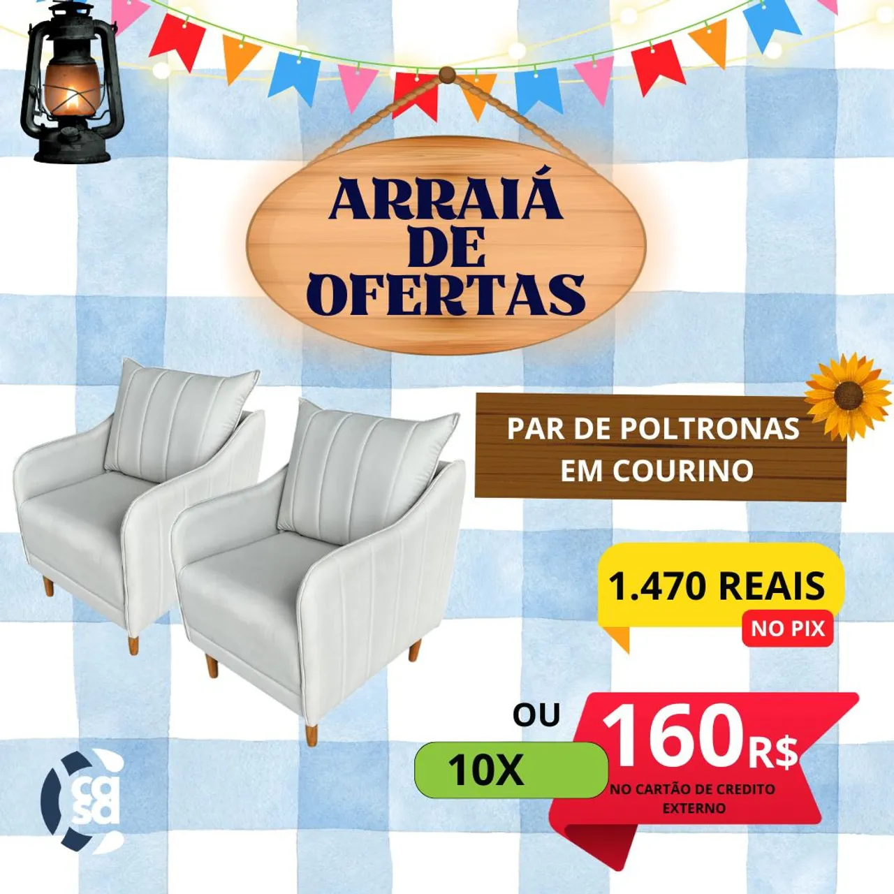 Par de Poltronas em Courino - Arraiá de Ofertas