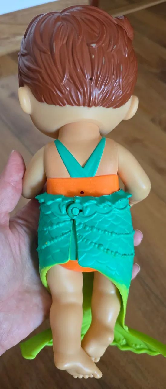 Boneca baby, alive, sereia, pele branca, cabelo castanho original, banho - Foto 6