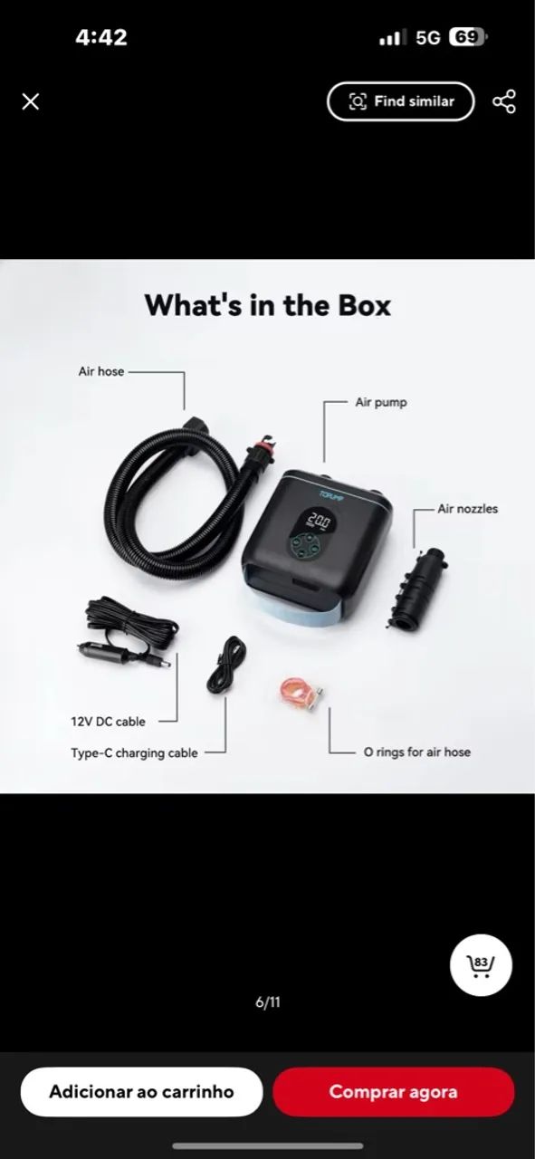 Compressor portatil para kitesurf, sup, colchões - Foto 2