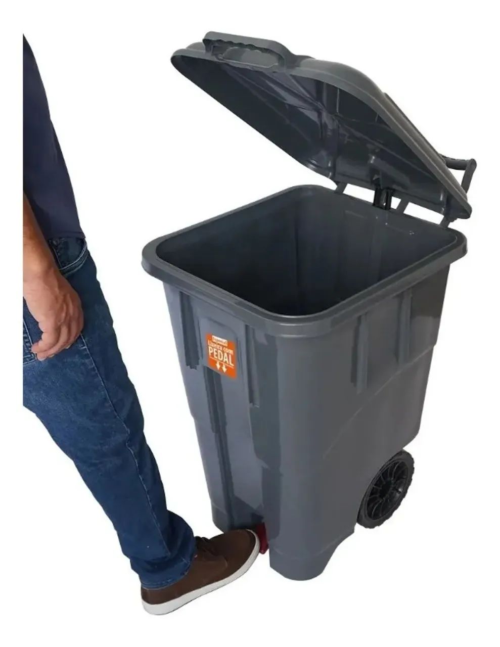 Lixeira Grande Coletora 90 Litros Com Pedal Rodas E Alça - Foto 3