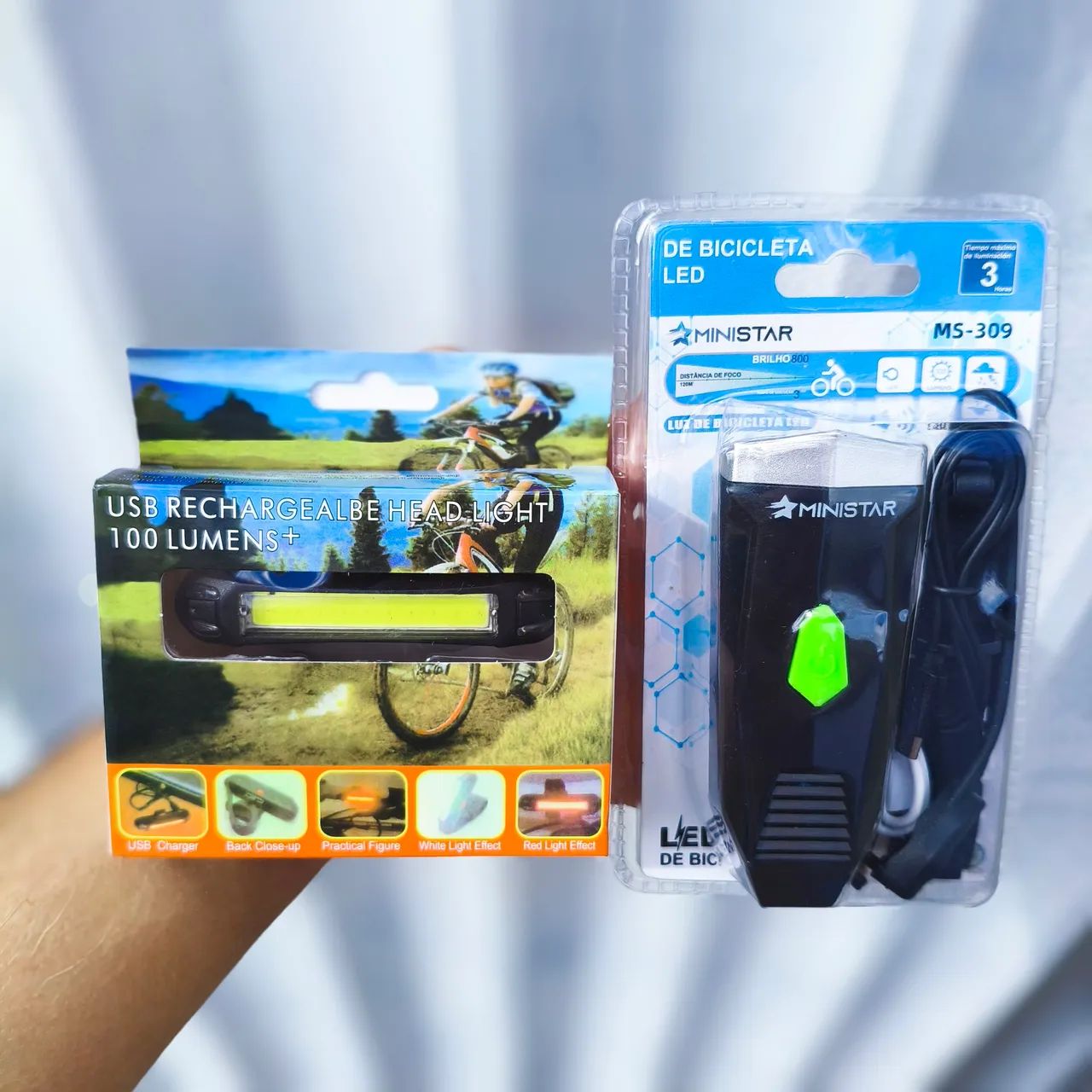 Farol de Bicicleta Recarregável USB -