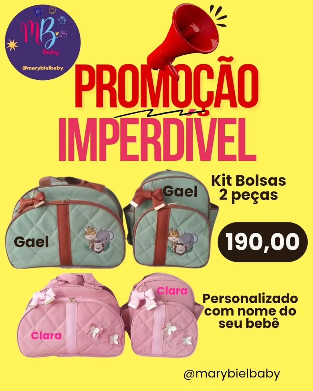 Kit Bolsas Personalizadas para Bebê - Promoção Imperdível!