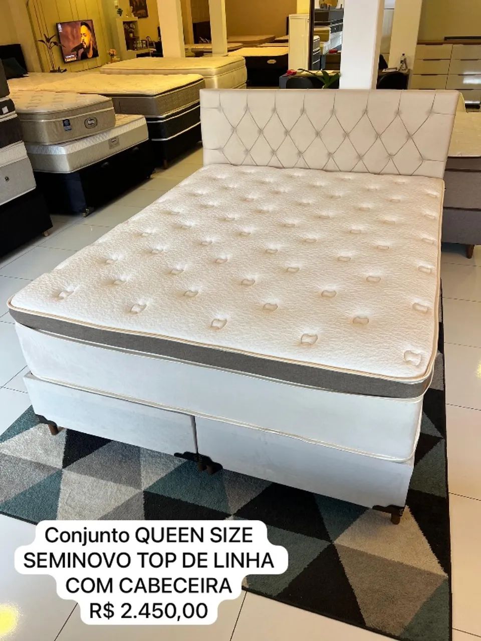 Cama box Casal QUEEN COM CABECEIRA - Entrego!!  - Foto 6