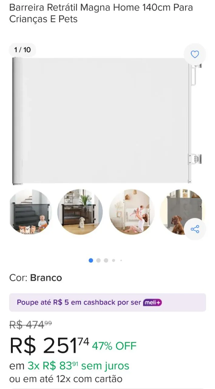 Barreira Retrátil Magna Home 140cm Para Crianças E Pets