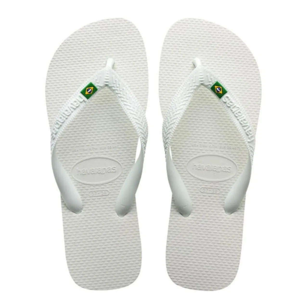 Havaianas Brancas com Detalhe da Bandeira do Brasil