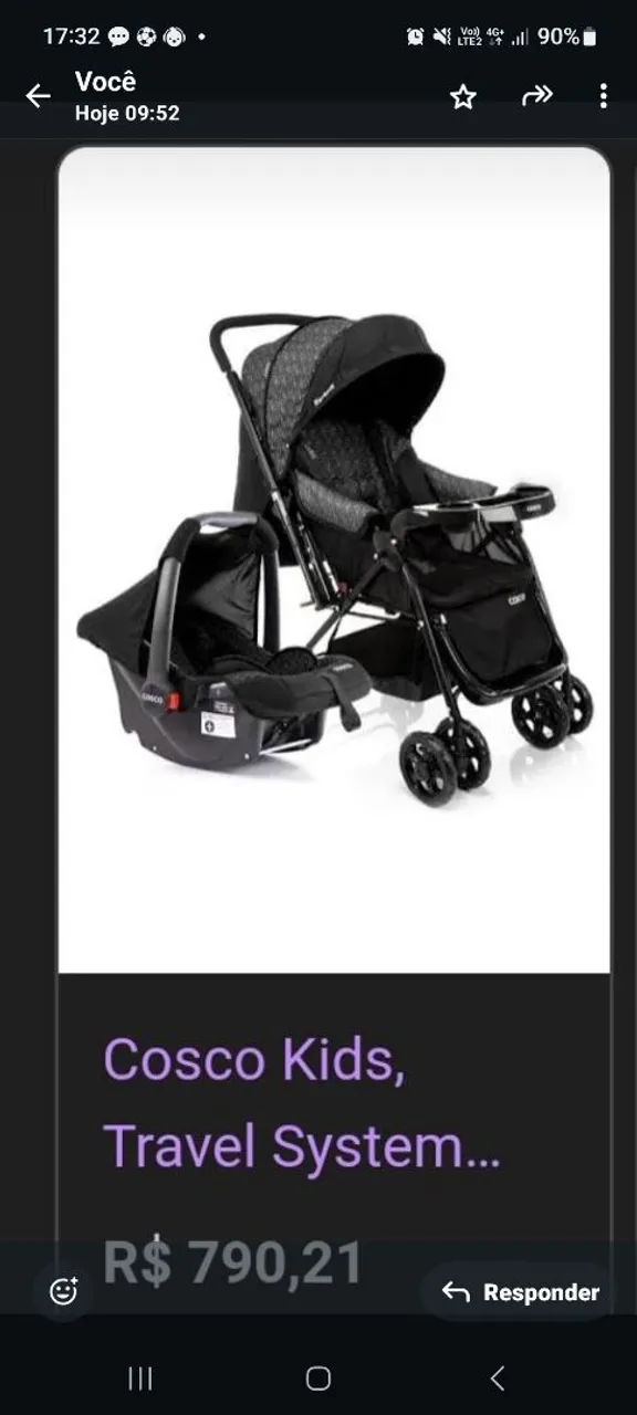 Carrinho de Bebê Cosco Kids Travel System, tbm vai um andajar masculino