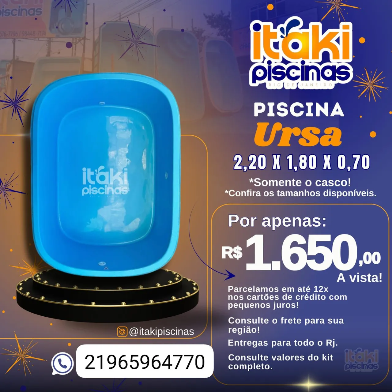 Piscina  de fibra avista ou parcelado!