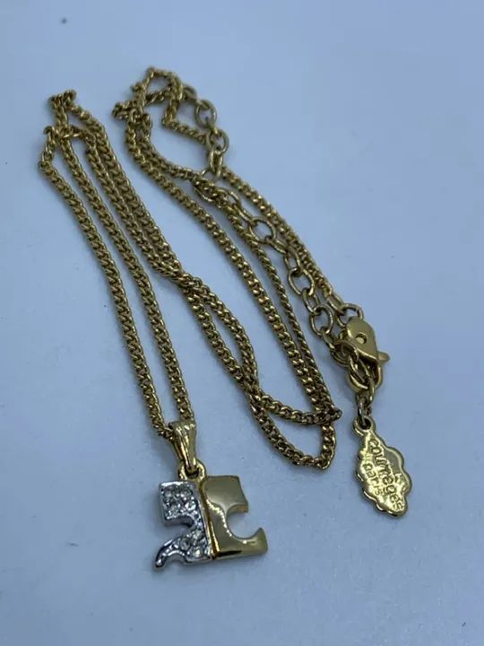 colar courreges logo dourado e pedras - Foto 4