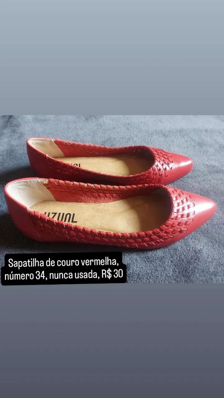 Sapatilhas e sapatos, todos em couro legítimo, nº 34 - Foto 2