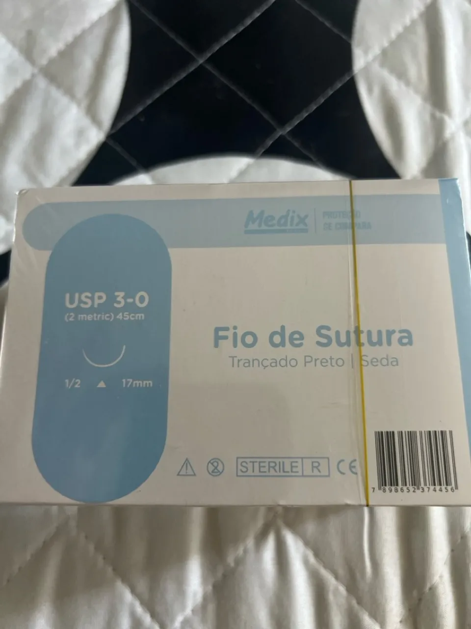 Fio de Sutura Trançado Preto Seda USP 3-0 Medix