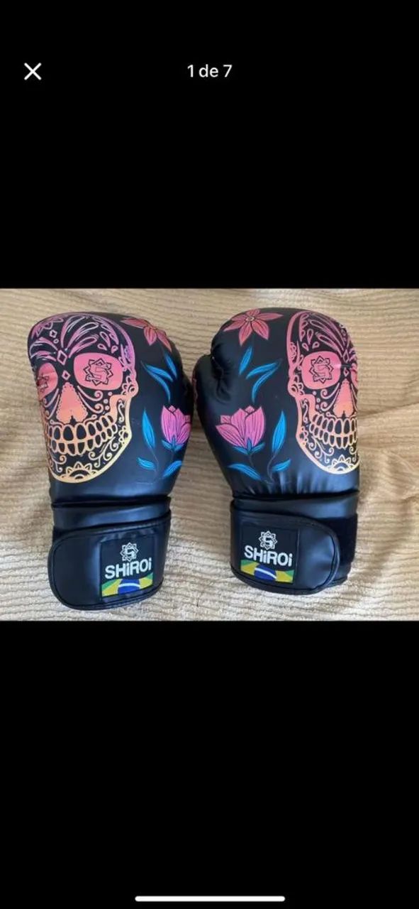 Par Luva Boxe Muay Thai Injetada Shiroi Top Rosa Florida / Preta 