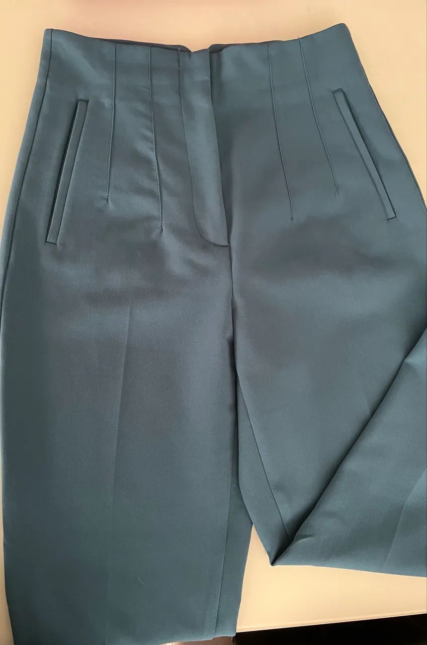 Calça alfaiataria Zara azul P - Foto 2