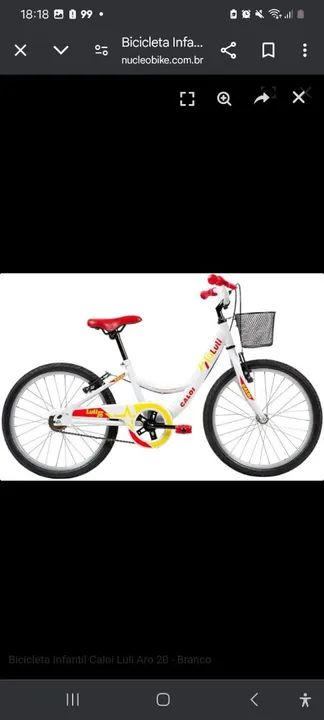 Bicicleta Infantil Caloi Luli Aro 20 - Branca