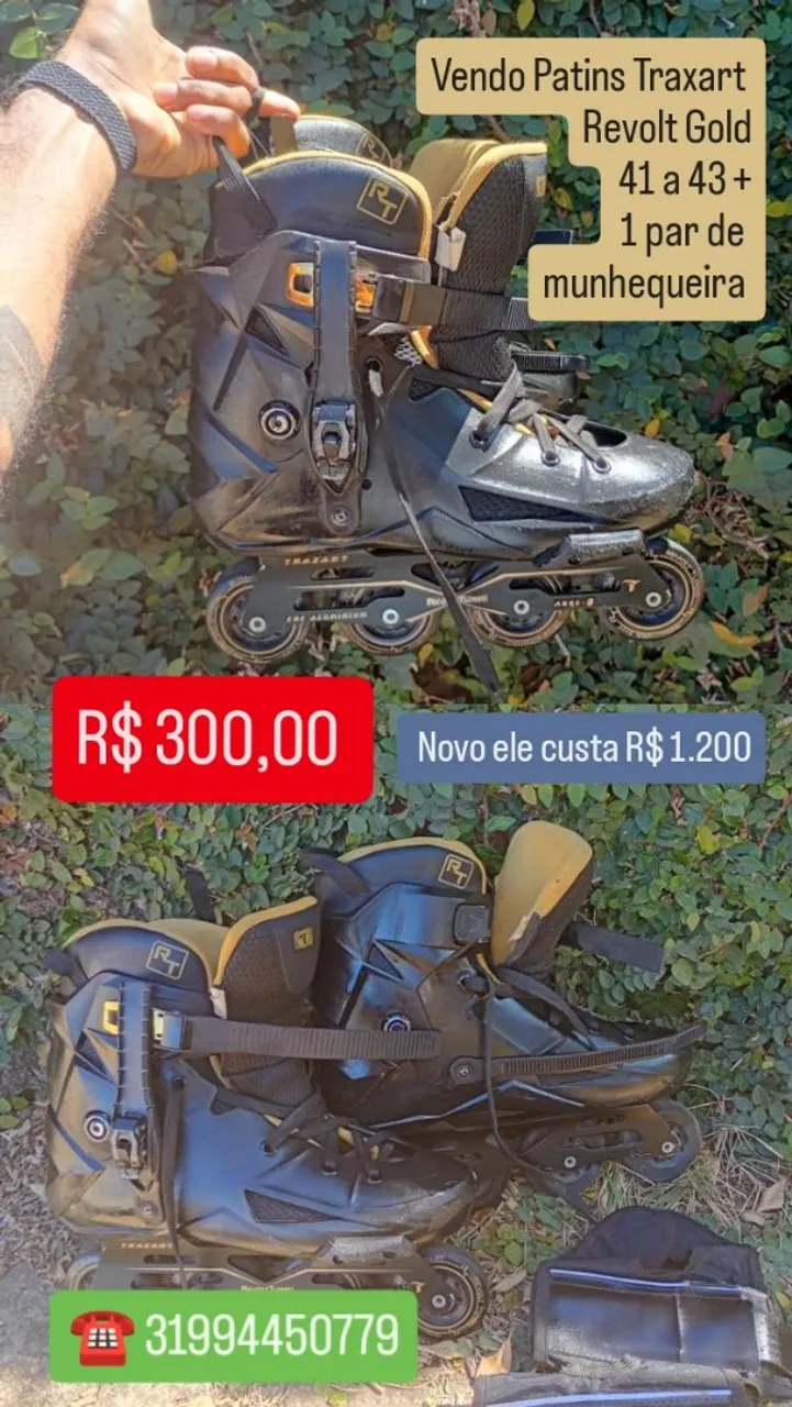 Patins Traxart Revolt Gold 41 a 43 + munhequeira